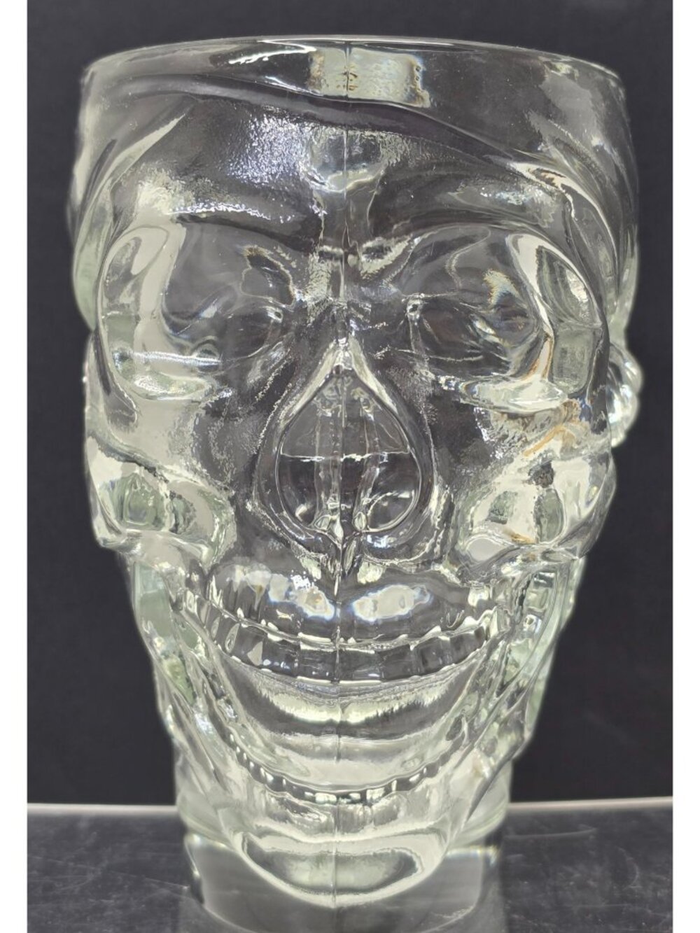Vintage Luminarc USA Skull Glass Mug Pirate Bandana Heavy Barware Steampunk